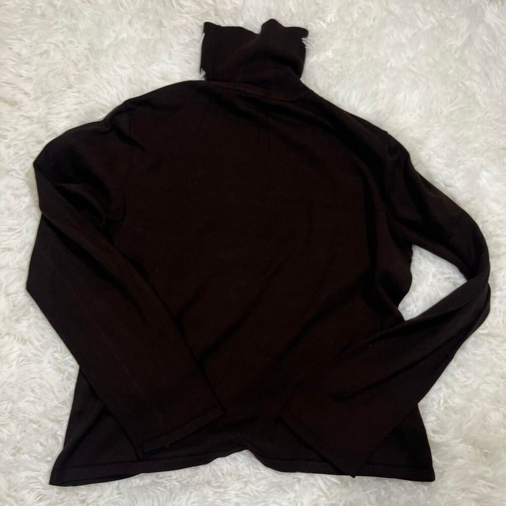 Women's Brown Silk‎ Turtle Neck Size L - Picture 4 of 4